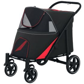 One-Click Foldable Dog Stroller for M, L Dogs, Pet Stroller, Black