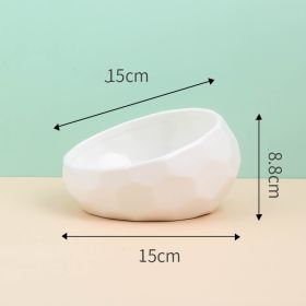 Pet Supplies Bowl Ceramic Cat Bowl Dog Bowl Oblique Mouth (Option: White)