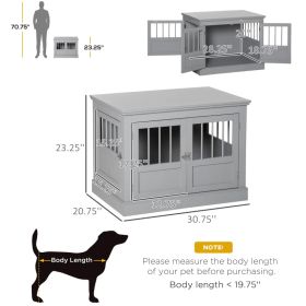 PawHut Wooden Dog Crate End Table, Dog Crate Furniture With Triple Doors, Puppy Crate For Small Dogs Indoor Use, Dark Gray (Option: Dark Gray)