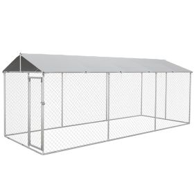 19.7' x 7.5' x 7.5' Outdoor Dog Kennel for Large-Sized Dogs with Waterproof UV Resistant Roof, Silver (Option: Silver-1830x380x150 mm)