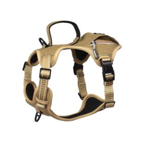 PETMARVEL High-Perfomance Tactical Dog Harness With Poop Bag Holder, No Pull Front Clip & Metal Buckles, Brown S (Option: Brown-Small)