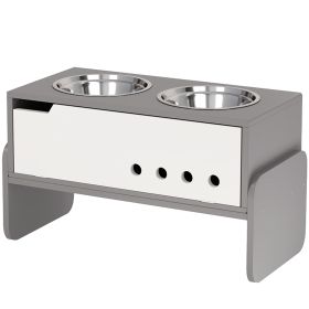 Elevated Dog Bowls, 3 Height Adjustable Raised Dog Bowls w/ Slow Feeder Mat, Stand, for Medium to Extra Large Dogs (Option: Gray-680x360x170 mm)
